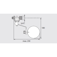Vlotter horizontaal 3/8